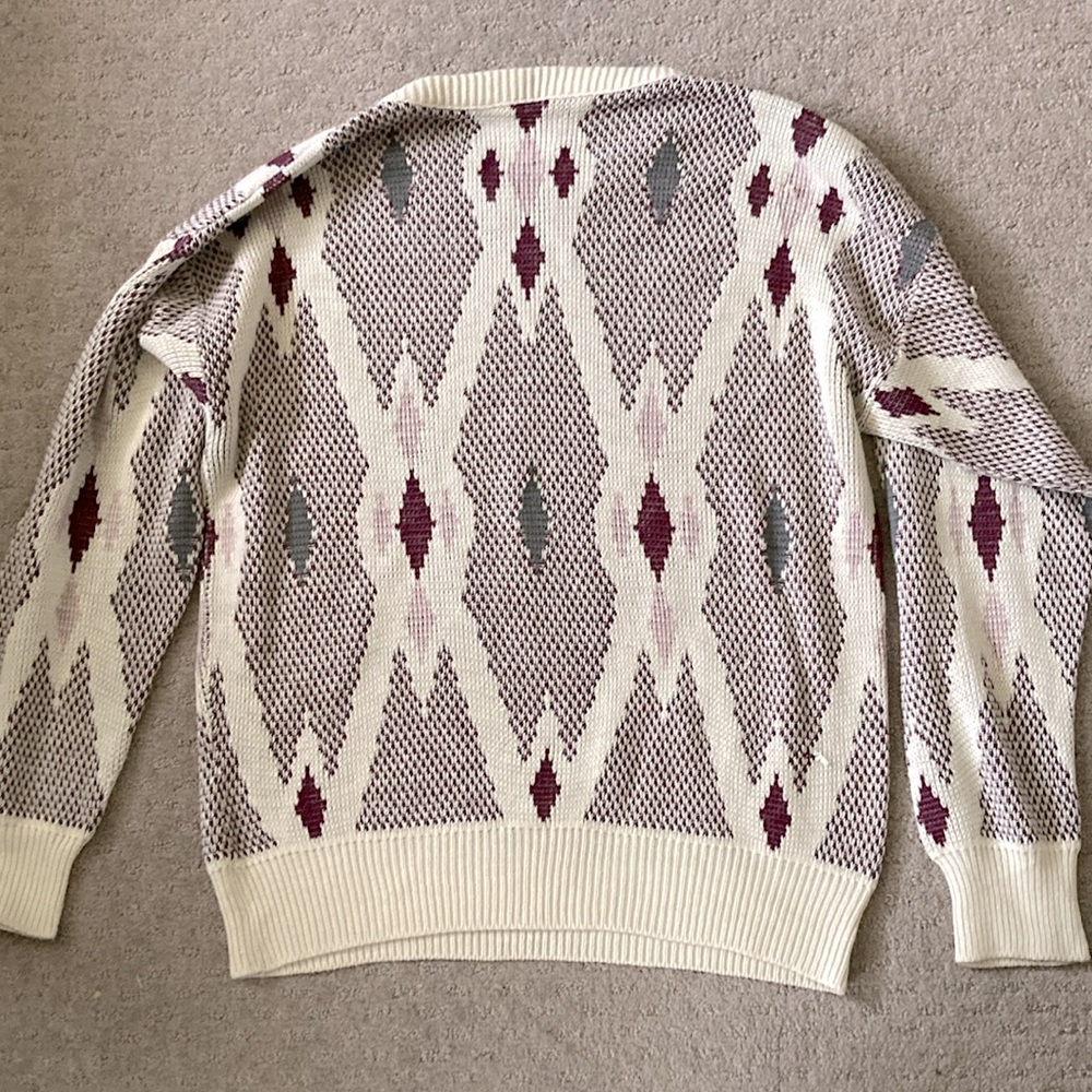 Vintage '80s JANTZEN geometric knit sweater, XL. - Picture 3 of 7